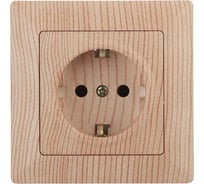 Розетка Intro 420611 2PE Schuko со шторками, 16А, 250В, СУ, Solo, сосна Б0043346