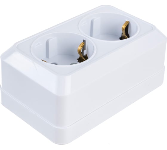 Розетка Intro 220401 2х2PE Schuko,16А, 250В, IP20, ОУ, Quadro, белый Б0027655