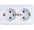 Розетка Intro 220401 2х2PE Schuko,16А, 250В, IP20, ОУ, Quadro, белый Б0027655 1