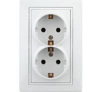 Розетка Intro 1Э20501 2х2PE Schuko, 16А, 250В, СУ, б.л., Plano, белый Б0038830