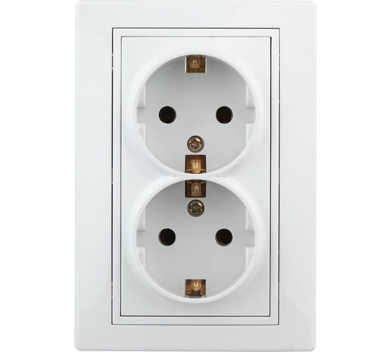 Розетка Intro 1Э20501 2х2PE Schuko, 16А, 250В, СУ, б.л., Plano, белый Б0038830 1