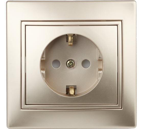 Розетка Intro 2PE Schuko со шторками, 16А, 250В, IP20, СУ, Plano, шампань Б0030075