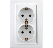 Розетка Intro 1А20801 2х2PE Schuko со шторками, 16А, 250В, СУ, AlCu, Plano Б0038597
