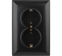 Розетка Intro 420505 2х2PE Schuko,16А, 250В, СУ, Solo, антрацит Б0043337