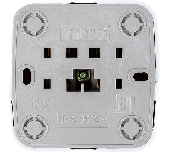 Розетка Intro 320201 2PE Schuko, 16А, 250В, IP20, ОУ, Polo, белый Б0036098
