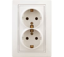 Розетка Intro 120502 2х2PE Schuko,16А, 250В, IP20, СУ, Plano, слоновая кость Б0027616
