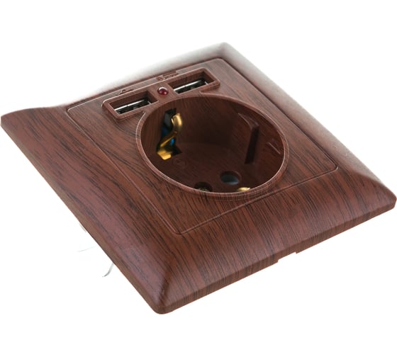 Розетка+USB Intro 441010 PE Schuko со шторками, 16А, 250В 2хUSB, СУ, Solo, Б0043408