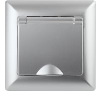 Розетка Intro 420303 2PE Schuko с крышкой, 16А, 250В, СУ, Solo, алюминий Б0043321