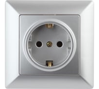 Розетка Intro 420603 2PE Schuko со шторками, 16А, 250В, СУ, Solo, алюминий Б0043342