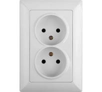 Розетка Intro 420401 2х2P, 16А, 250В, СУ, Solo, белый Б0043326