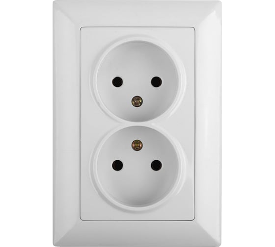 Розетка Intro 420401 2х2P, 16А, 250В, СУ, Solo, белый Б0043326 1