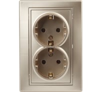 Розетка Intro 2х2P+E Schuko,16А, 250В, IP20, СУ, Plano, шампань Б0030071