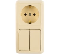 Комбинированный блок Кунцево-Электро ОПТИМА открытой установки, 2 клавиши, выключатель+розетка с з/к БКВР-428 с/к 8088