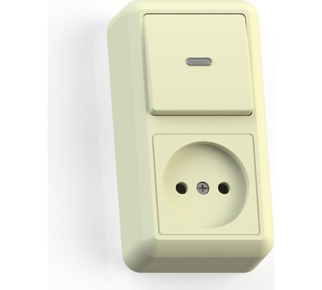 Комбинированный блок Кунцево-Электро ОПТИМА открытой установки, 1 клавиша, выключатель с подсветкой + розетка БКВР-430 с/к 8083