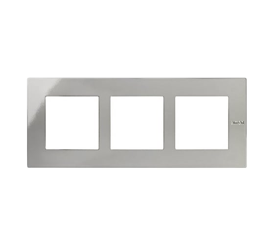 Универсальная рамка Simon 3 поста, суппорт, 100х242мм, IP44, IK07, Scudo, хром 2705630-124 1
