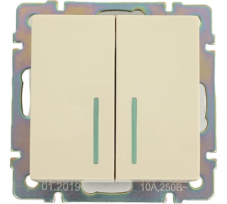Проходной выключатель Smartbuy 2-клавишный с индикатором 10А бежевый Нептун SBE-05i-10-SW22-1