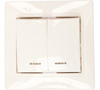 Выключатель Smartbuy 2-клавишный с индикатором 10А белый, керамика Венера SBE-01w-10-SW2-1-c