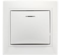 Выключатель Smartbuy 1-клавишный с индикатором 10А белый, керамика Венера SBE-01w-10-SW1-1-c