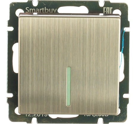 Выключатель Smartbuy 1-клавишный с индикатором 10А серый никель Нептун SBE-05gn-10-SW1-1