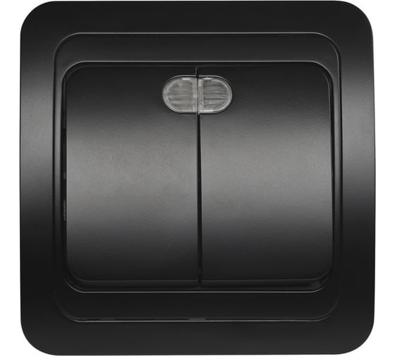 Выключатель Smartbuy 2-клавишный с индикатором 10А черный Марс SBE-02b-10-SW2-1-c 1