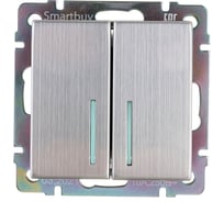 Выключатель Smartbuy 2-клавишный с индикатором 10А серый никель Нептун SBE-05gn-10-SW2-1