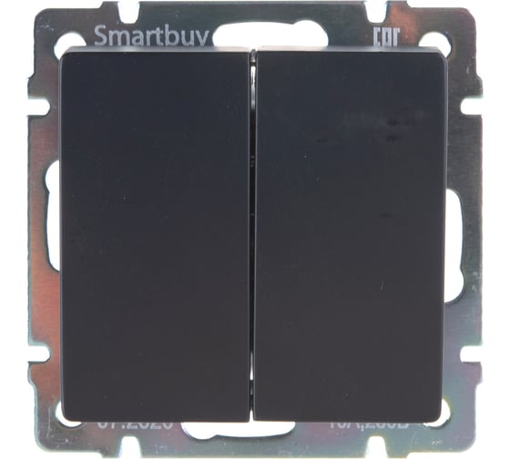 Выключатель Smartbuy 2-клавишный 10А черный Нептун SBE-05b-10-SW2-0