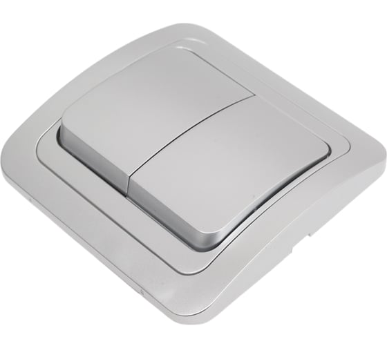 Выключатель Smartbuy 2-клавишный 10А серебро Марс SBE-02s-10-SW2-0-c