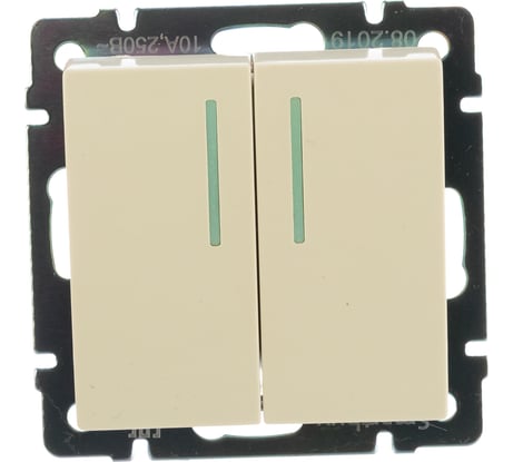 Выключатель Smartbuy 2-клавишный с индикатором 10А бежевый Нептун SBE-05i-10-SW2-1