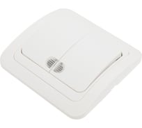 Выключатель Smartbuy 2-клавишный с индикатором 10А белый, керамика Марс SBE-02w-10-SW2-1-c