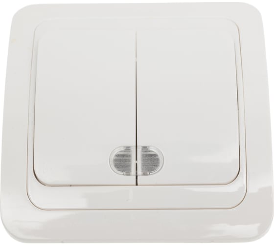 Выключатель Smartbuy 2-клавишный с индикатором 10А белый, керамика Марс SBE-02w-10-SW2-1-c