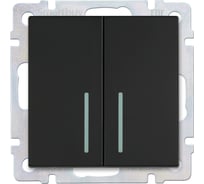 Выключатель Smartbuy 2-клавишный с индикатором 10А черный Нептун SBE-05b-10-SW2-1