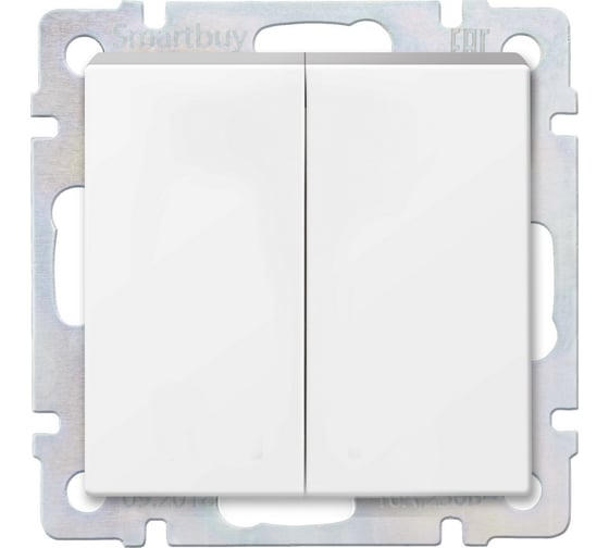 Выключатель Smartbuy 2-клавишный 10А белый Нептун SBE-05w-10-SW2-0