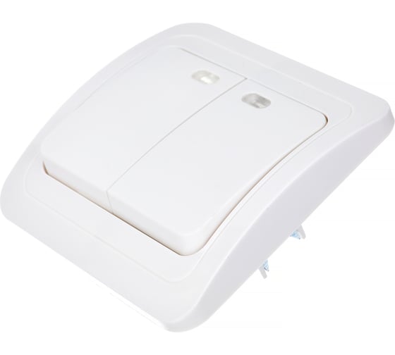 Выключатель Smartbuy 2-клавишный с индикатором 10А белый Марс SBE-02w-10-SW2-1