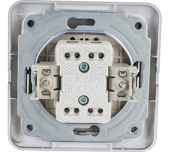 Выключатель Smartbuy 2-клавишный 10А черный Марс SBE-02b-10-SW2-0-c