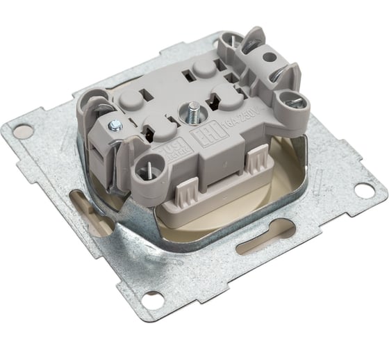 Механизм розетки GUSI ELECTRIC Bravo 1-ой б/з с з/ш, СУ, 16А, 250В, бежевый С10Р2-003