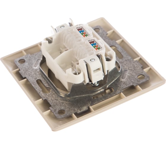 Компьютерная розетка GUSI ELECTRIC Bravo RJ45, двойная, СУ, бежевый С10К2-003-СБ