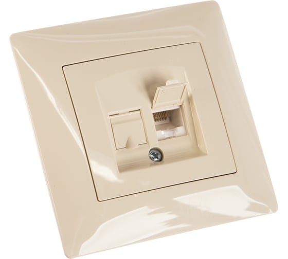 Компьютерная розетка GUSI ELECTRIC Bravo RJ45, двойная, СУ, бежевый С10К2-003-СБ