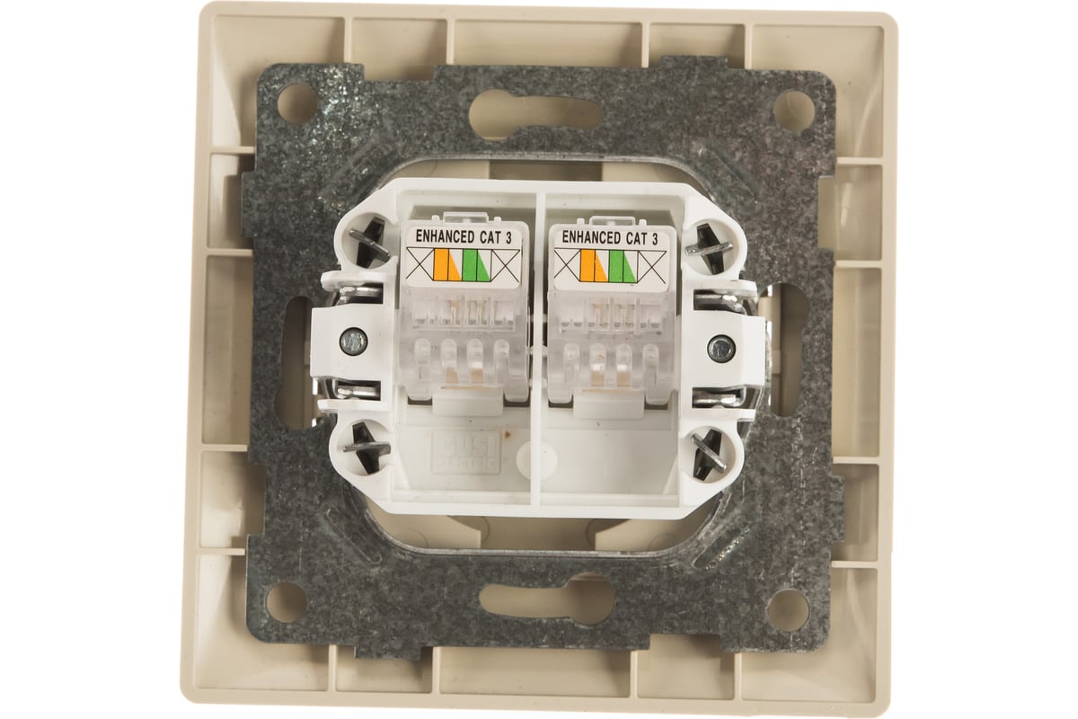 Телефонная розетка GUSI ELECTRIC Bravo RJ12, двойная, СУ, бежевый С10Т2 ...