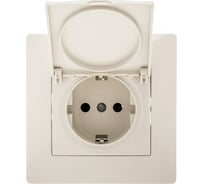 Розетка GUSI ELECTRIC Bravo с крышкой, с БЗК, c ЗП, СУ, 16А, 250В, бежевая С10Р91-003-СБ