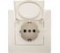 Розетка GUSI ELECTRIC Bravo с крышкой, с БЗК, c ЗП, СУ, 16А, 250В, бежевая С10Р91-003-СБ 1