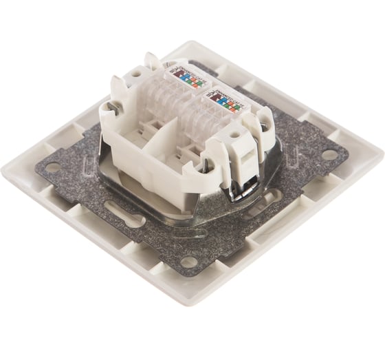 Компьютерная розетка GUSI ELECTRIC Bravo RJ45, двойная, СУ, белый С10К2-001-СБ