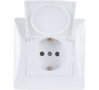 Розетка GUSI ELECTRIC Bravo с крышкой, с БЗК, c ЗП, СУ, 16А, 250В, белый С10Р91-001-СБ