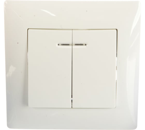 Двухклавишный выключатель GUSI ELECTRIC Bravo с индикатором, СУ, 10А, 250В, белый С10В28-001-СБ