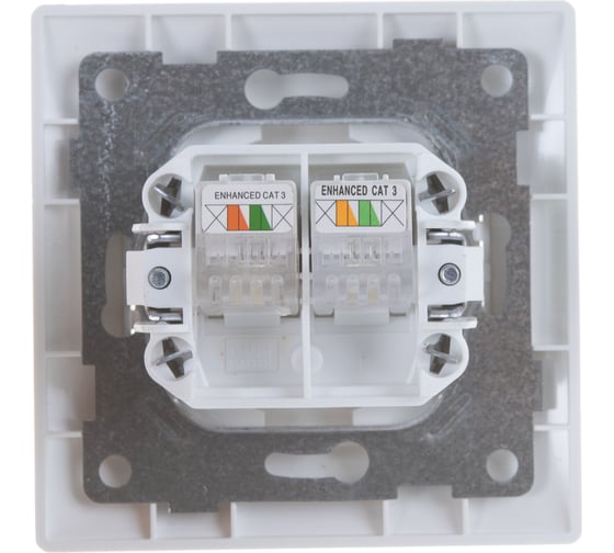 Телефонная розетка GUSI ELECTRIC Bravo RJ12, двойная, СУ, белый С10Т2-001-СБ