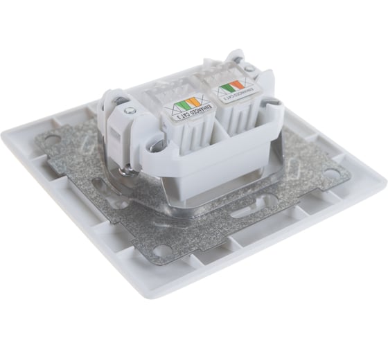 Телефонная розетка GUSI ELECTRIC Bravo RJ12, двойная, СУ, белый С10Т2-001-СБ