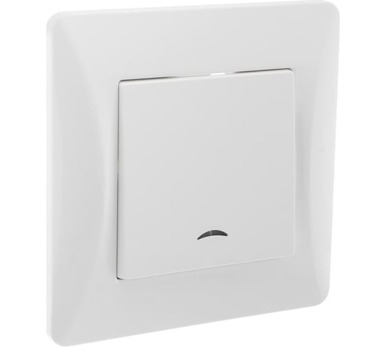 Одноклавишный выключатель GUSI ELECTRIC Ugra с индикатором, СУ, 10А, 250В, белый С11В18-001-СБ