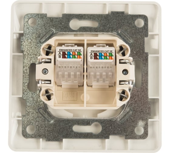 Компьютерная розетка GUSI ELECTRIC Ugra RJ45, двойная, СУ, белый С11К2-001-СБ