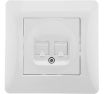 Телефонная розетка GUSI ELECTRIC Ugra RJ12, двойная, СУ, белый С11Т2-001-СБ
