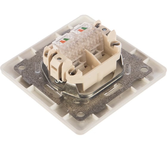 Телефонная розетка GUSI ELECTRIC Ugra RJ12, двойная, СУ, белый С11Т2-001-СБ