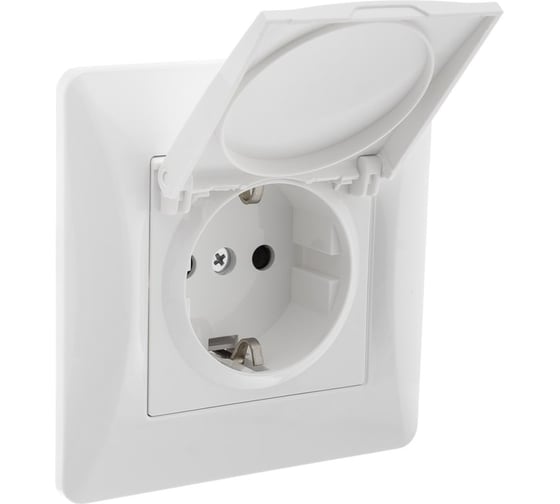Розетка GUSI ELECTRIC Ugra с крышкой, с БЗК c ЗП, СУ, 16А, 250В, белый С11Р91-001-СБ